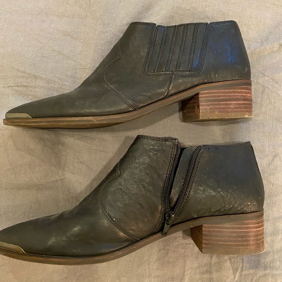 Stacked Heel Leather Booties - Picture 2 of 4